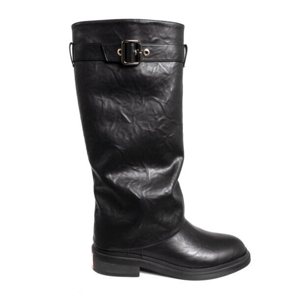 black knee high boots for women with new PU leather