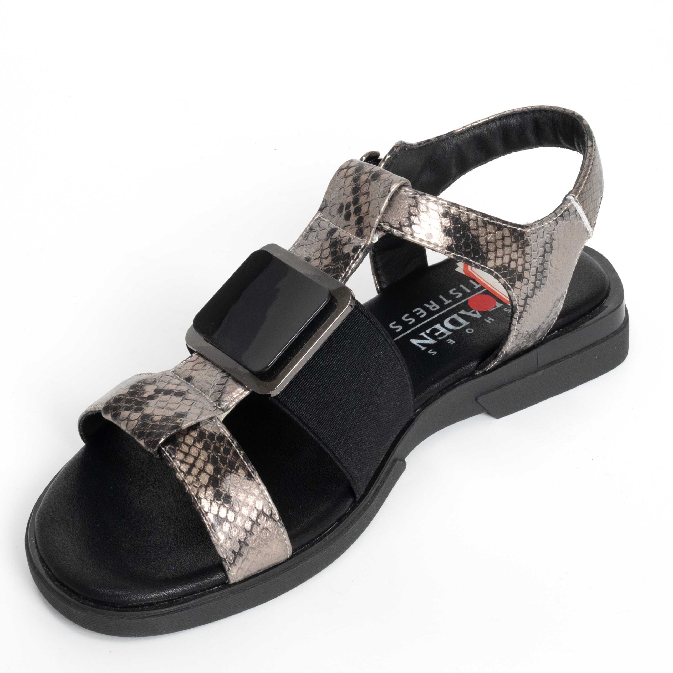 Sandals for women with leopard microfiber leather