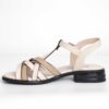 women sandals with Apricot and beige microfiber leather