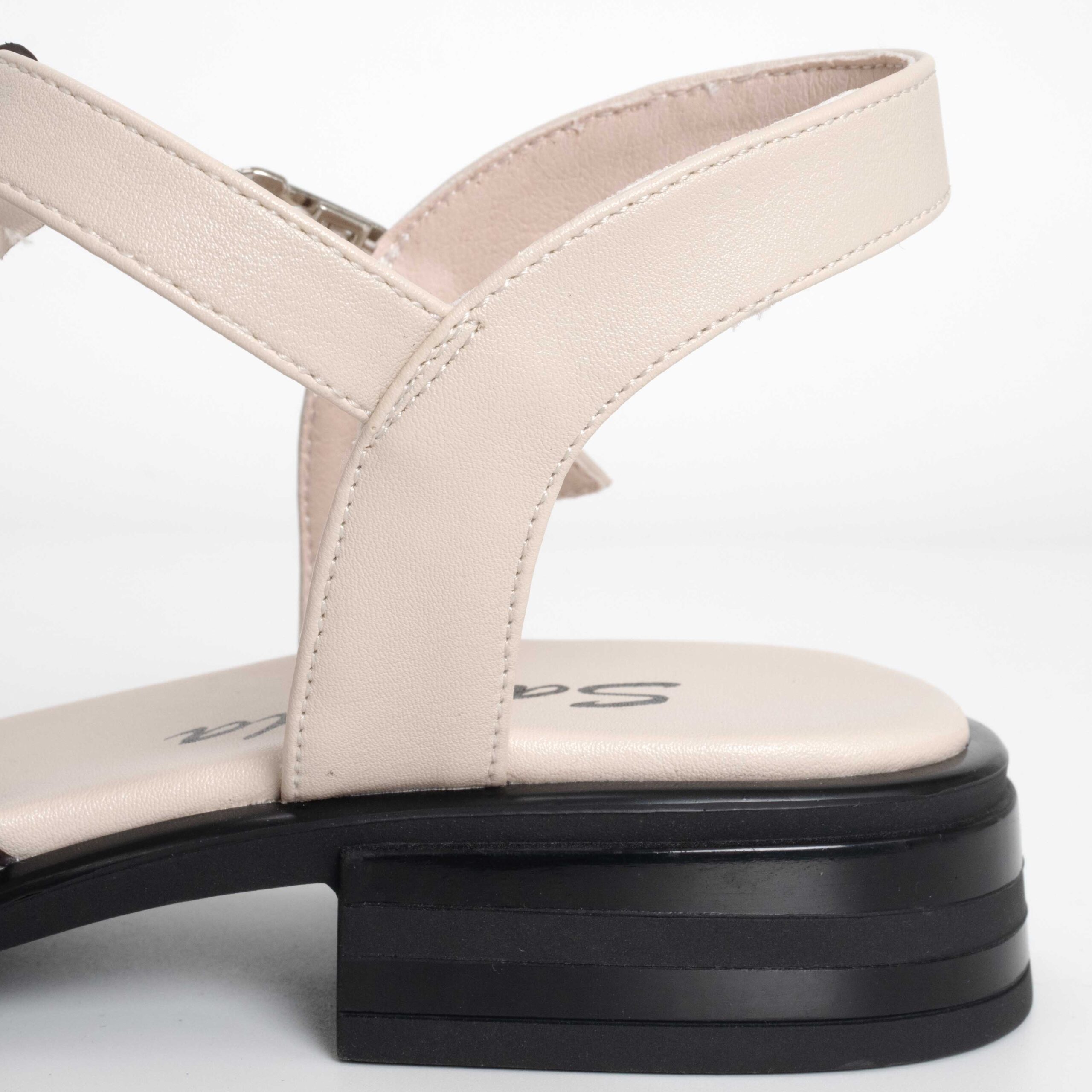 women sandals with Apricot and beige microfiber leather