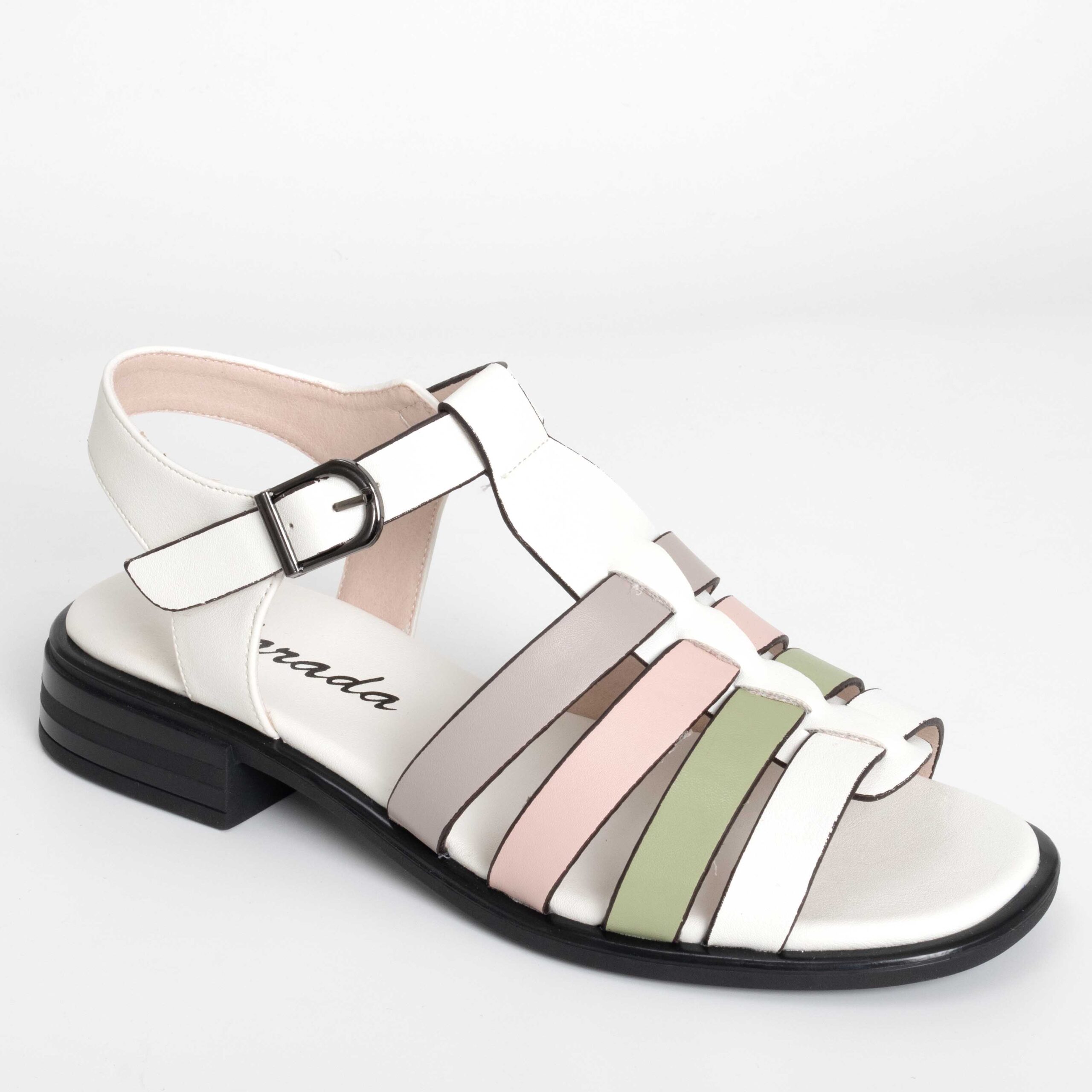 Women sandals with platform heel and microfiber leather