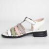 Women sandals with platform heel and microfiber leather