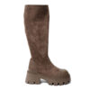 YZY Wholesale knee high boots for women with brown microfiber and PU