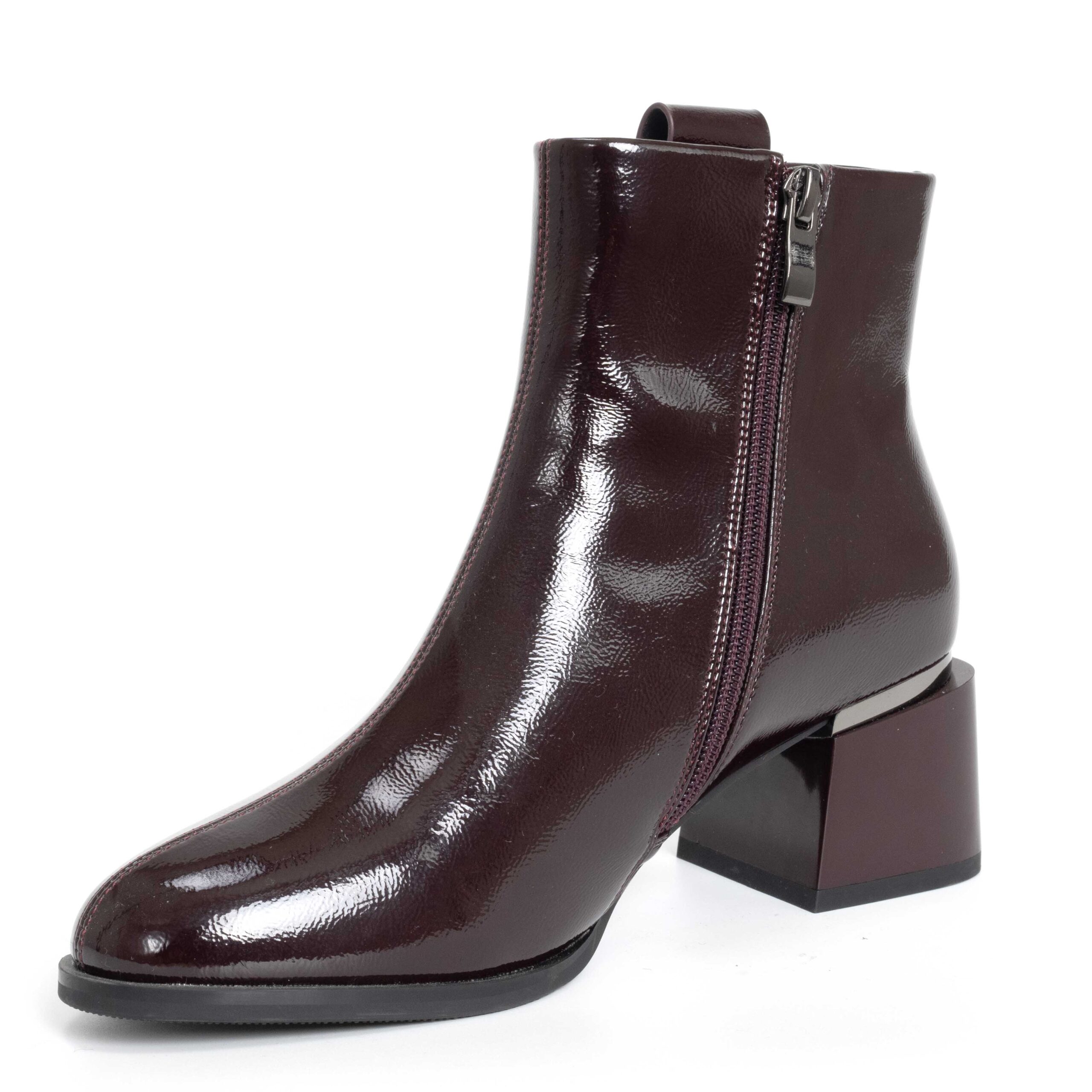 YZY Wholesale heeled boots for women with Burgundy patent leather