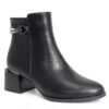 YZY Wholesale women Black heeled boots with PU leather