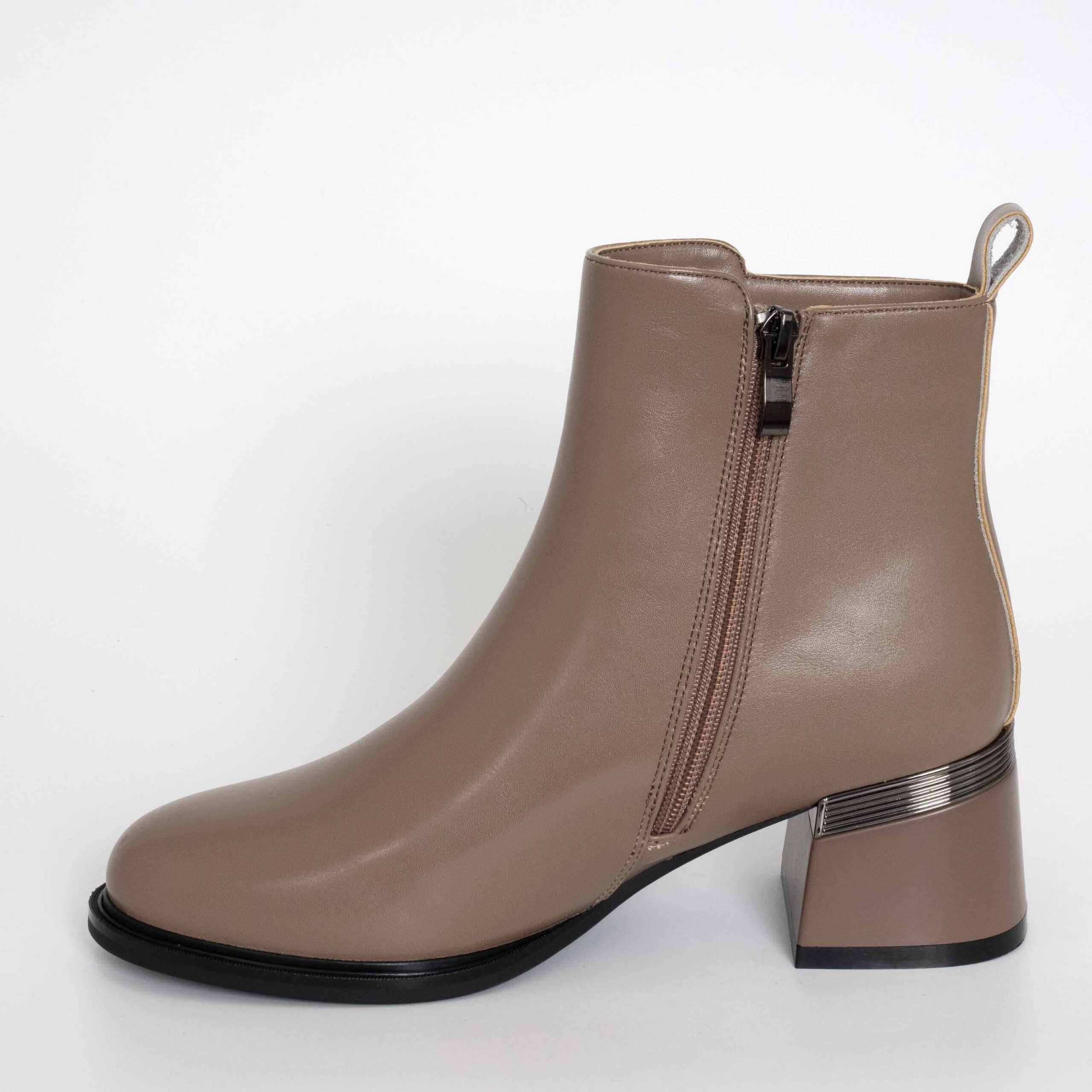 Wholesale Women high heel ankle boots with Taupe PU leather