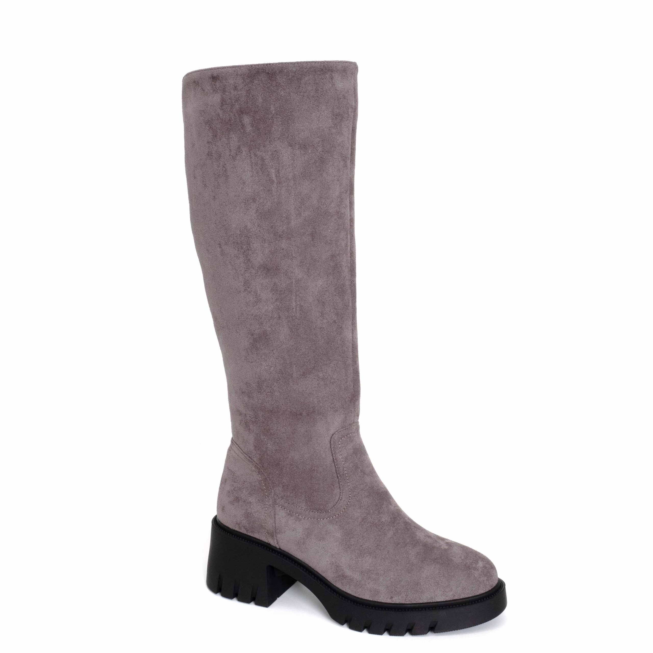 Women knee high boots with purple microfiber