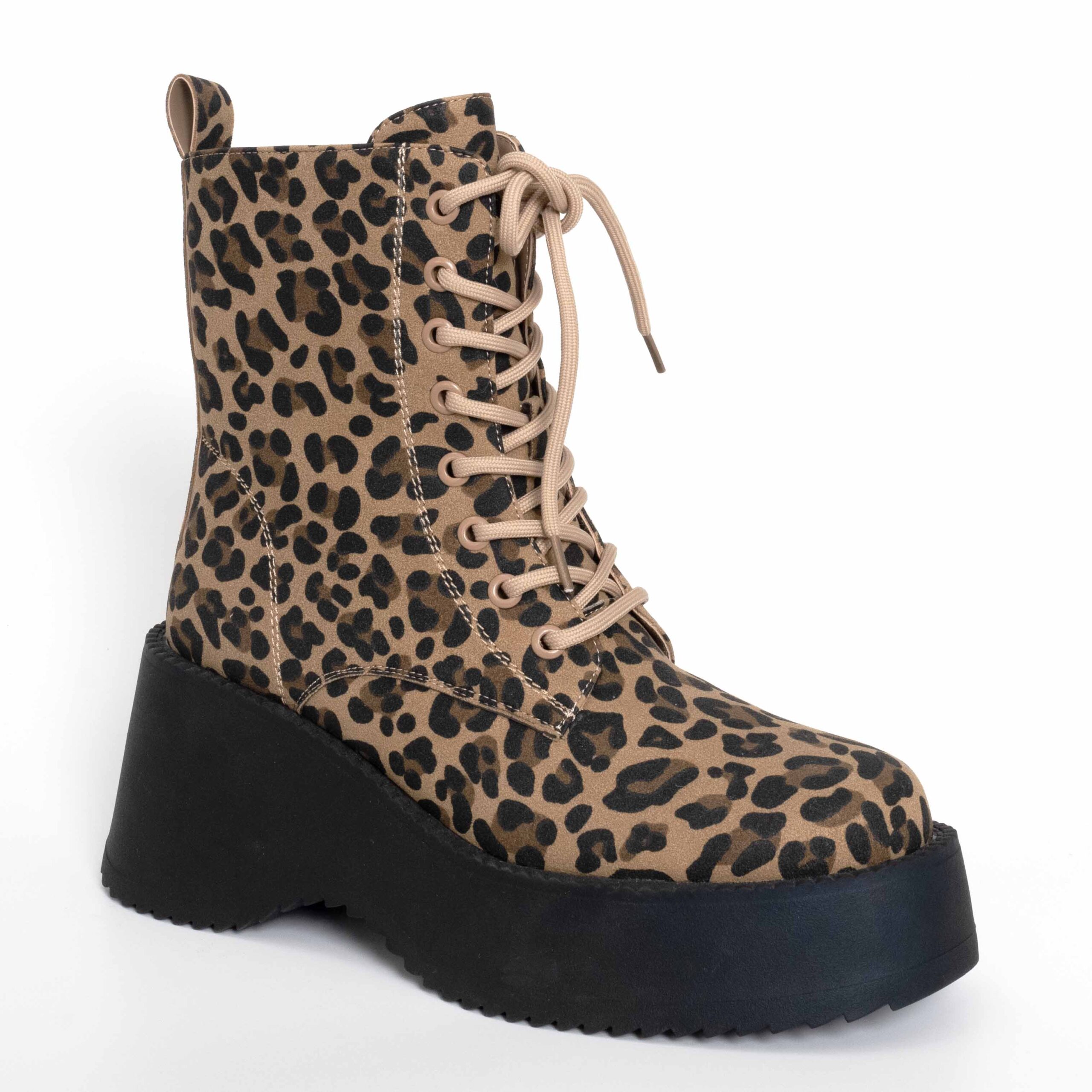 women leopard bootie boots with brown leopard microfiber