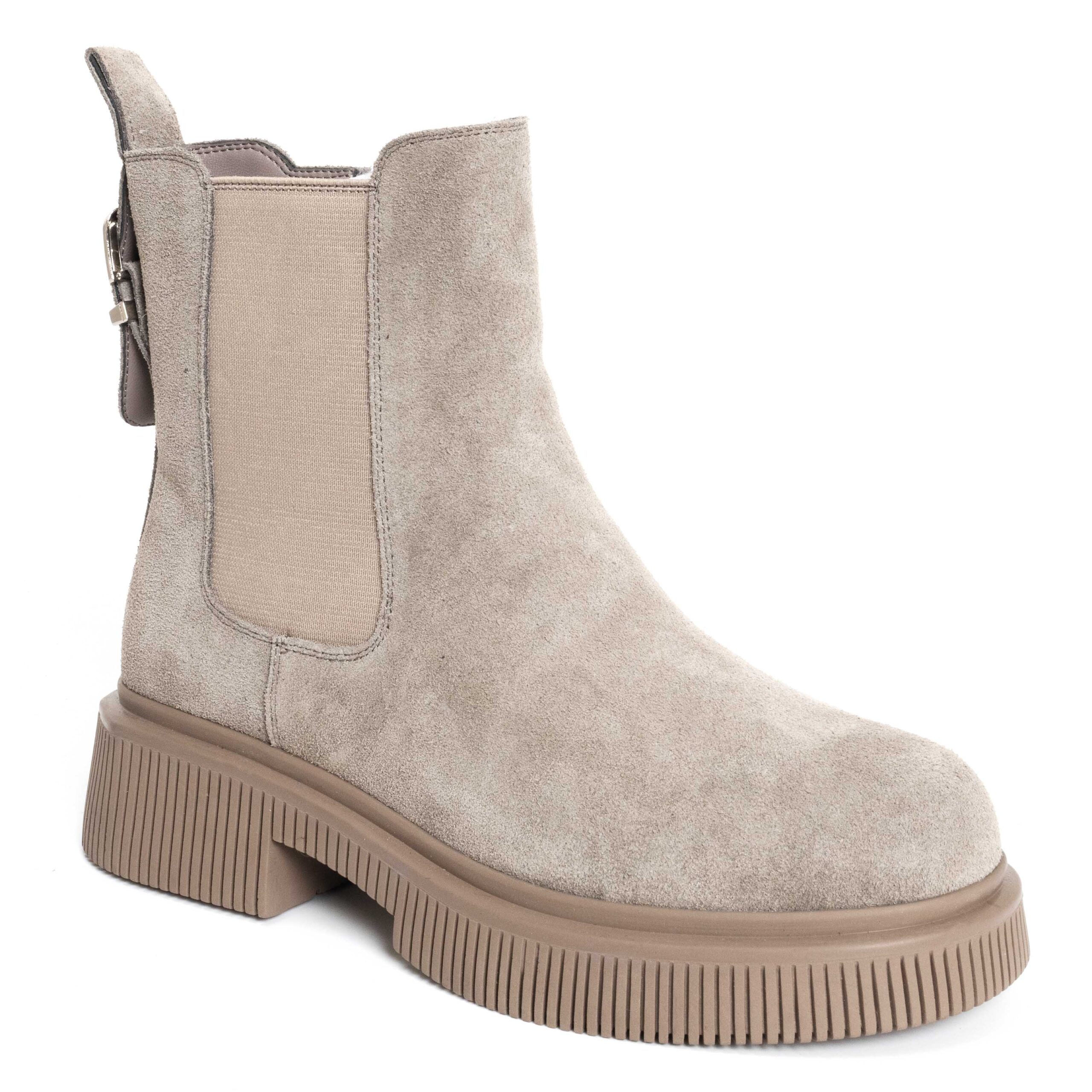 Chelsea boots for women with grey genuine leather