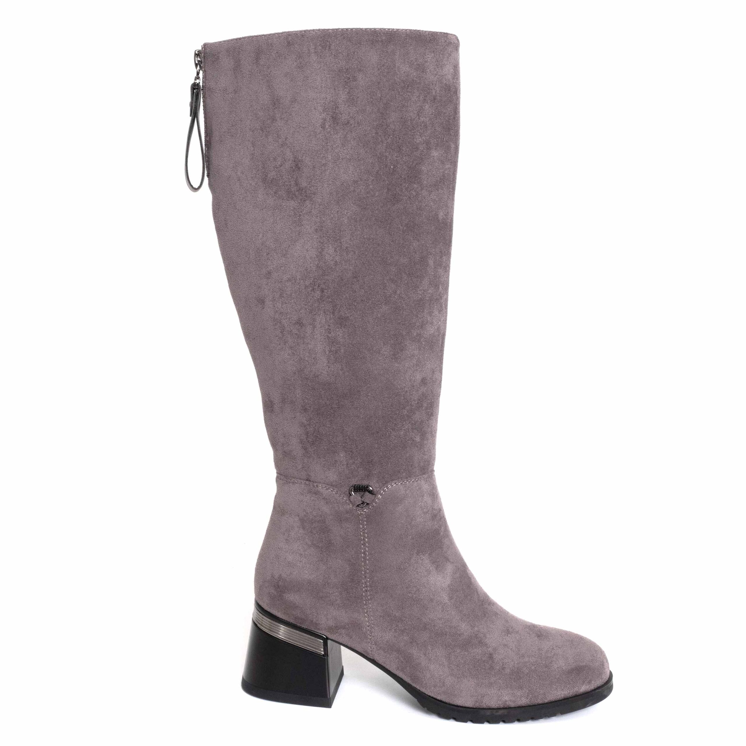 women purple microfiber knee high boots and over-the-knee boots