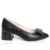 Black pumps for women with microfiber leather