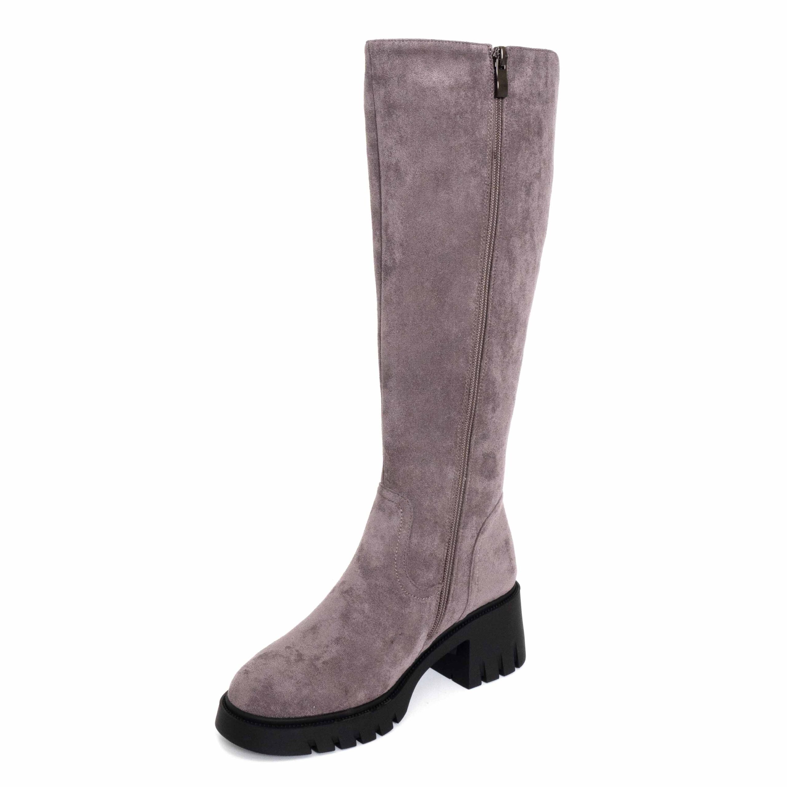 women thigh and high boots with purple microfiber, cotton fabric lining materials and TPR outsole materials