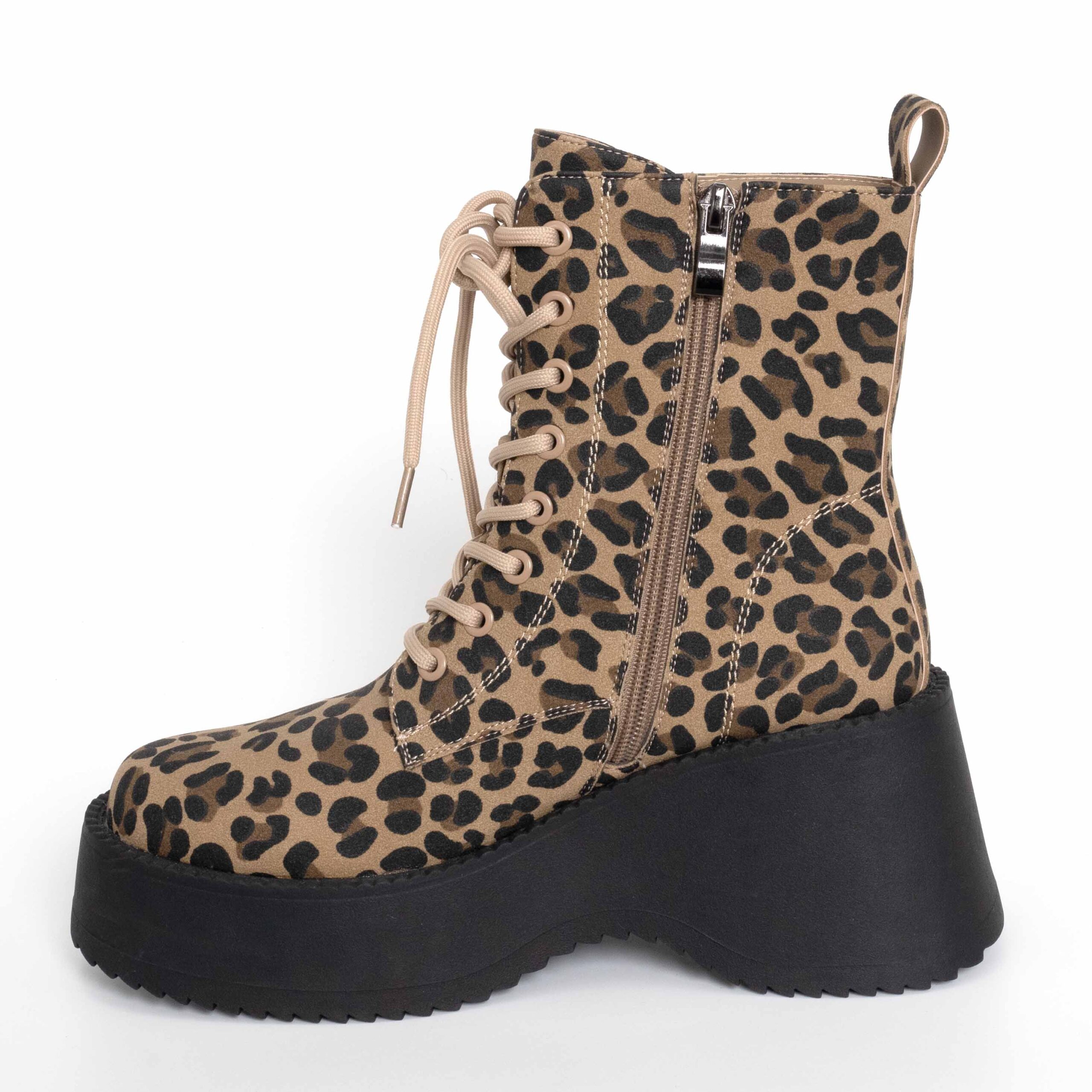 YZY Wholesale women Khaki Leopard bootie boots with microfiber