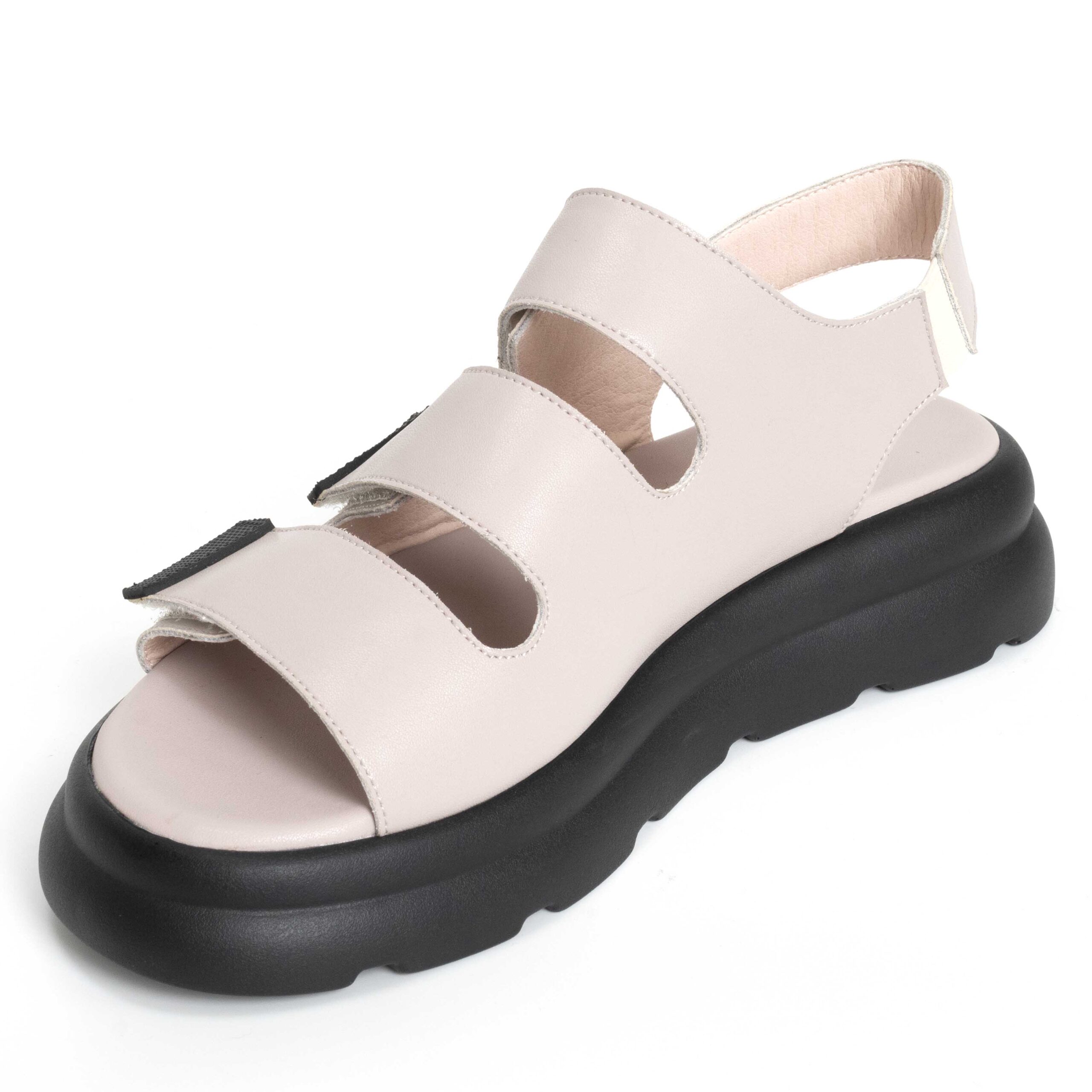 YZY wholesale OEM Women Beige microfiber leather platform sandals