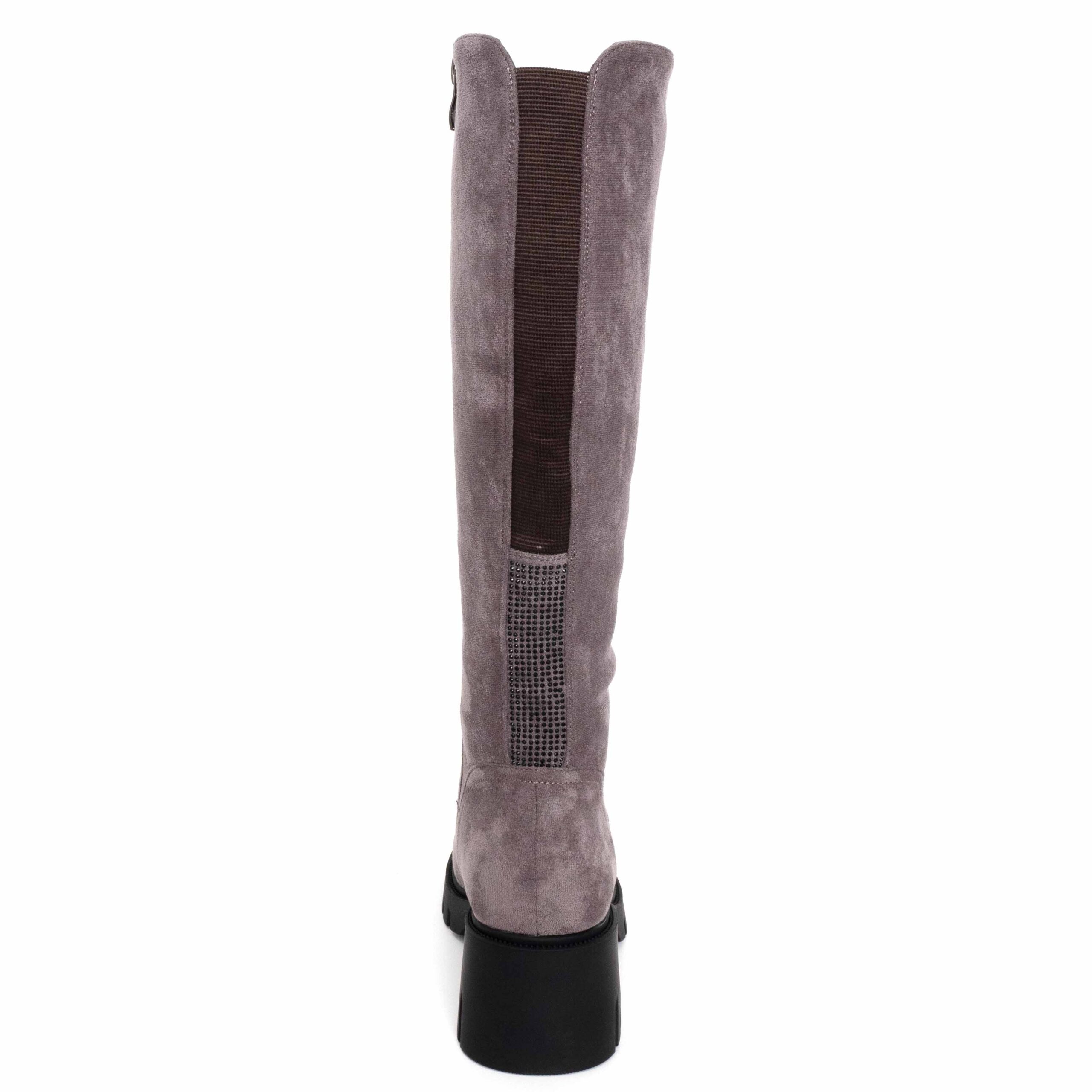 women thigh and high boots with purple microfiber, cotton fabric lining materials and TPR outsole materials