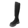 YZY Wholesale women Black platform knee high boots with Microfiber