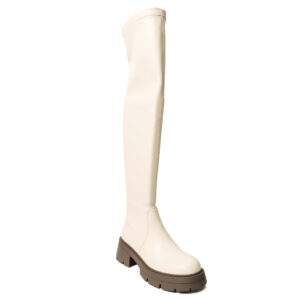 YZY Wholesale women Beige platform Knee high boots with Stretch PU