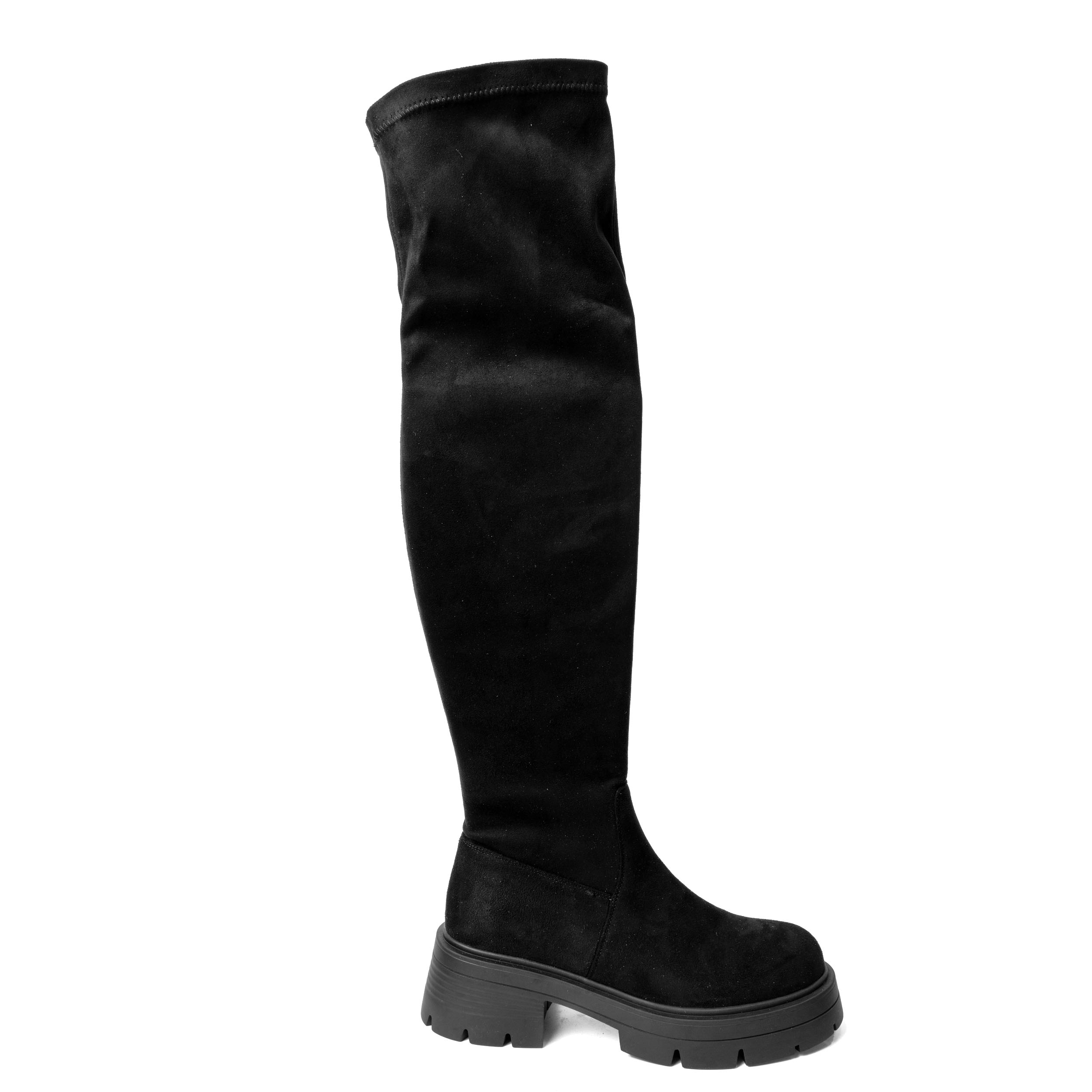 YZY Wholesale women Black platform Over the Knee boots with Microfiber