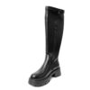 YZY Wholesale women Black platform knee high boots with Stretch PU