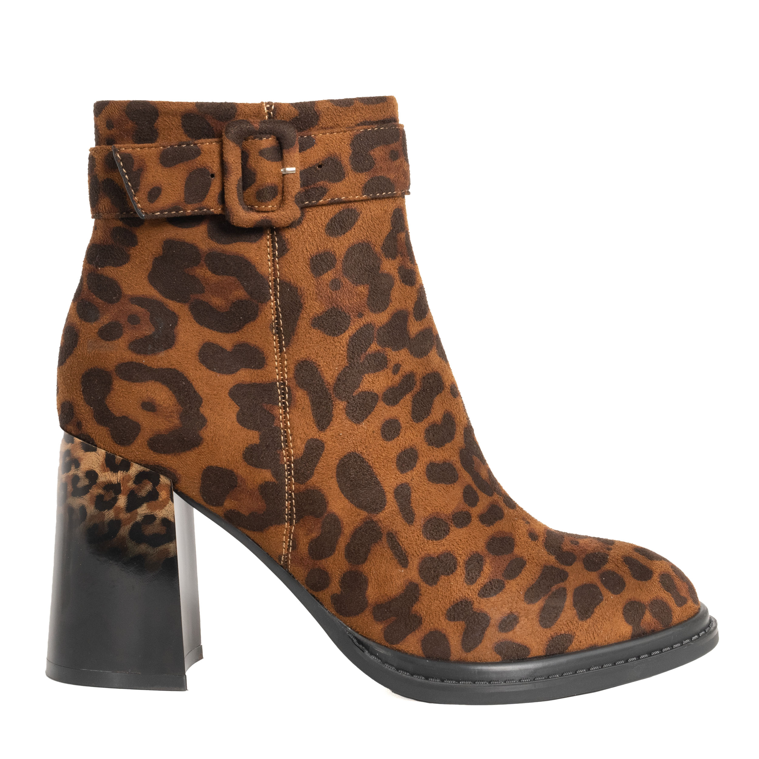 YZY Wholesale New Women Brown Leopard Microfiber Heeled Boots