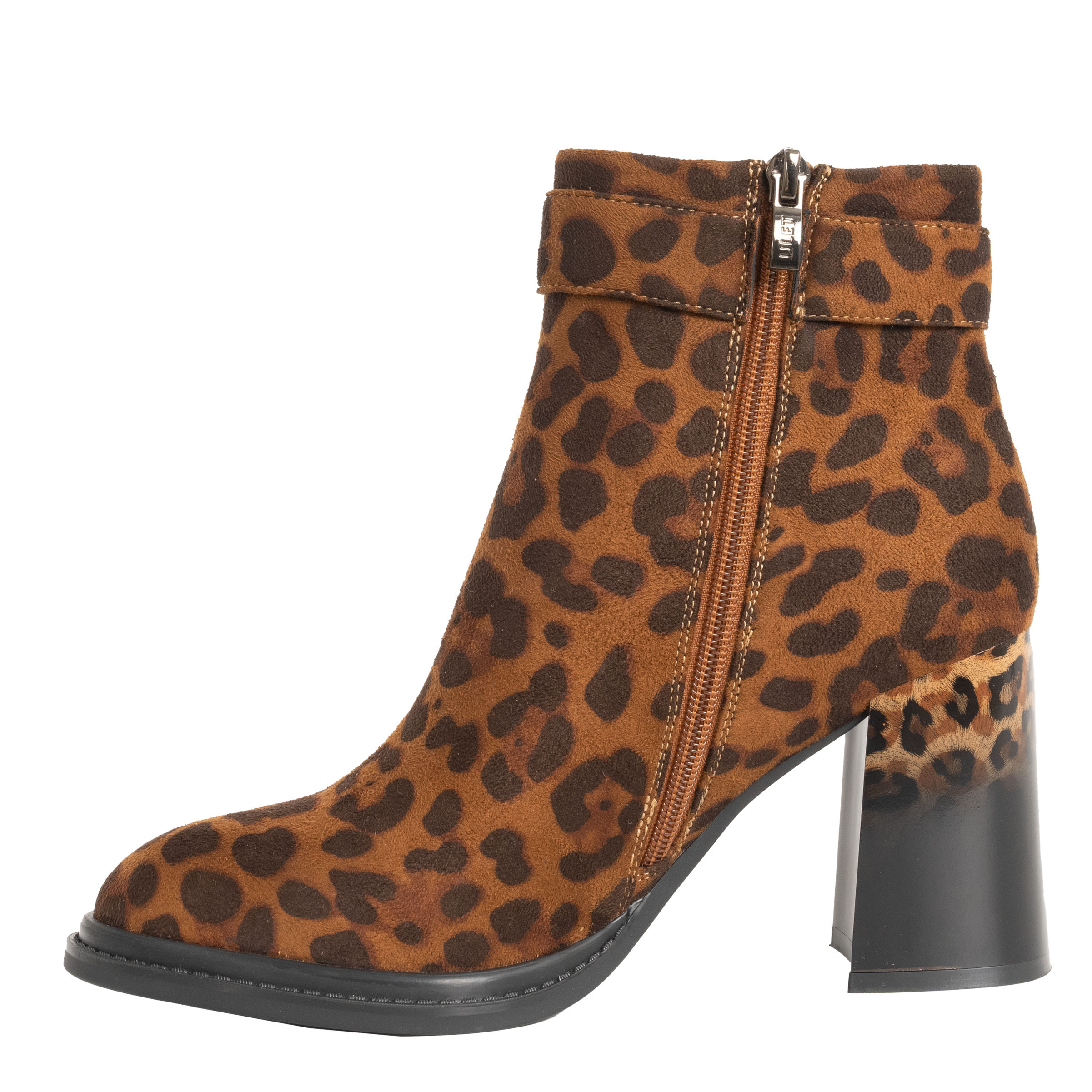 YZY Wholesale New Women Brown Leopard Microfiber Heeled Boots