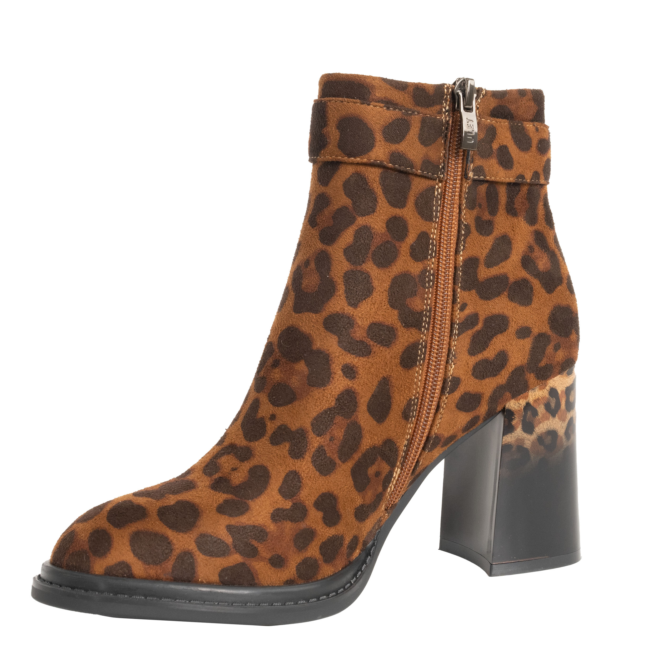 YZY Wholesale New Women Brown Leopard Microfiber Heeled Boots