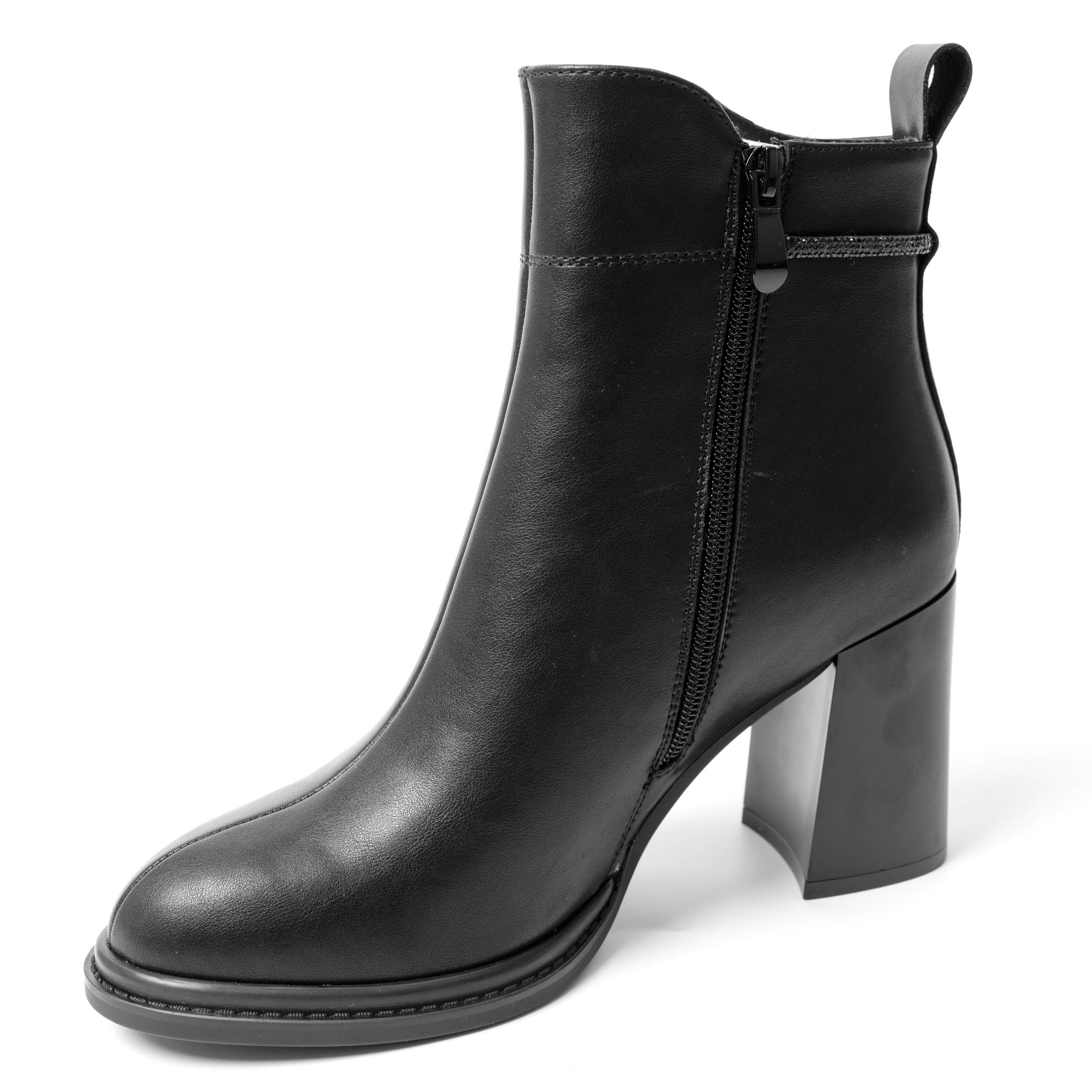 YZY Wholesale Black PU and Microfiber Heeled Ankle Boots for women