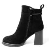 YZY Wholesale Black PU and Microfiber Heeled Ankle Boots for women