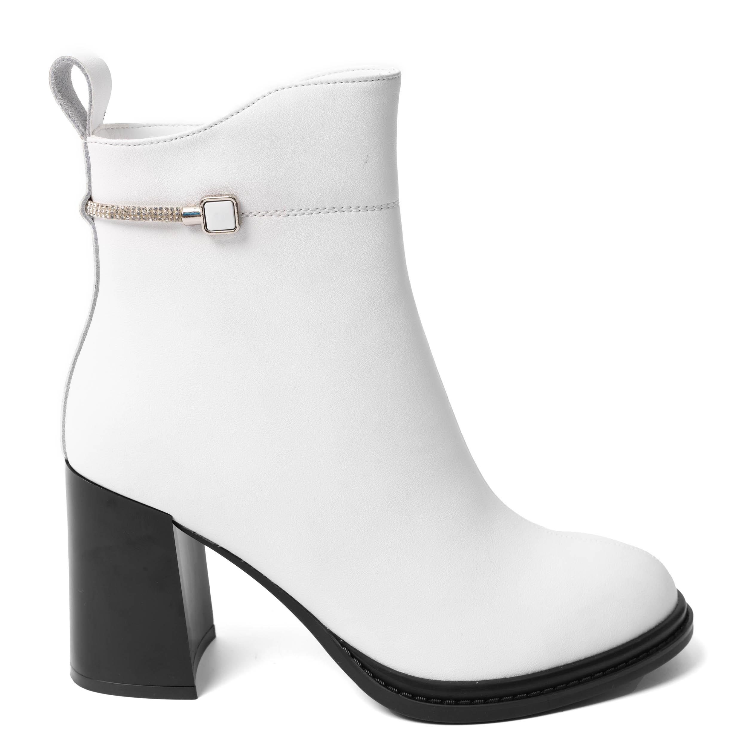 YZY Wholesale White PU Heeled Ankle Boots for women