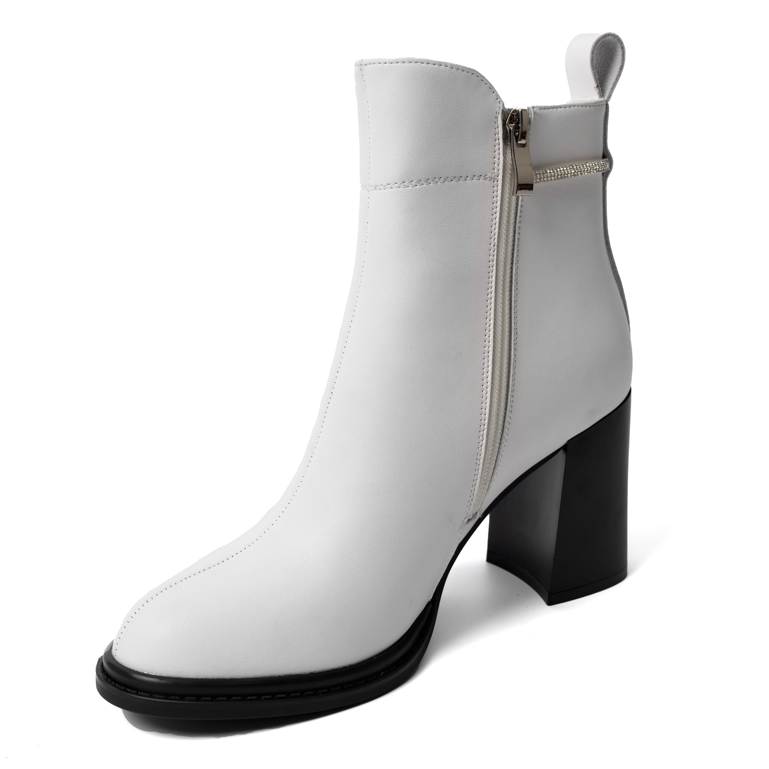 YZY Wholesale White PU Heeled Ankle Boots for women