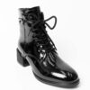 YZY Wholesale Black lace-up and zip Patent leather Heeled Boots for women