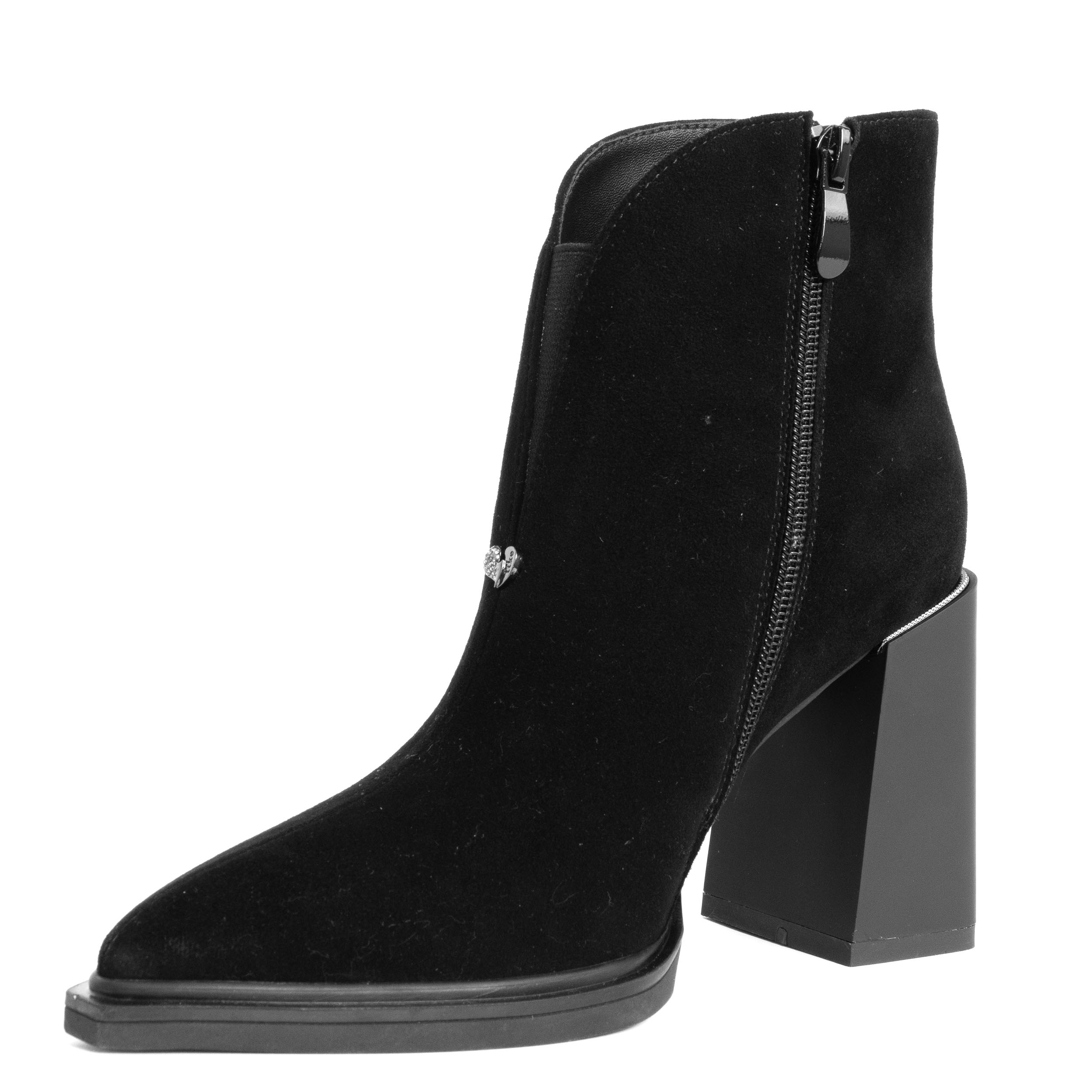 heeled boots for women with black microfiber