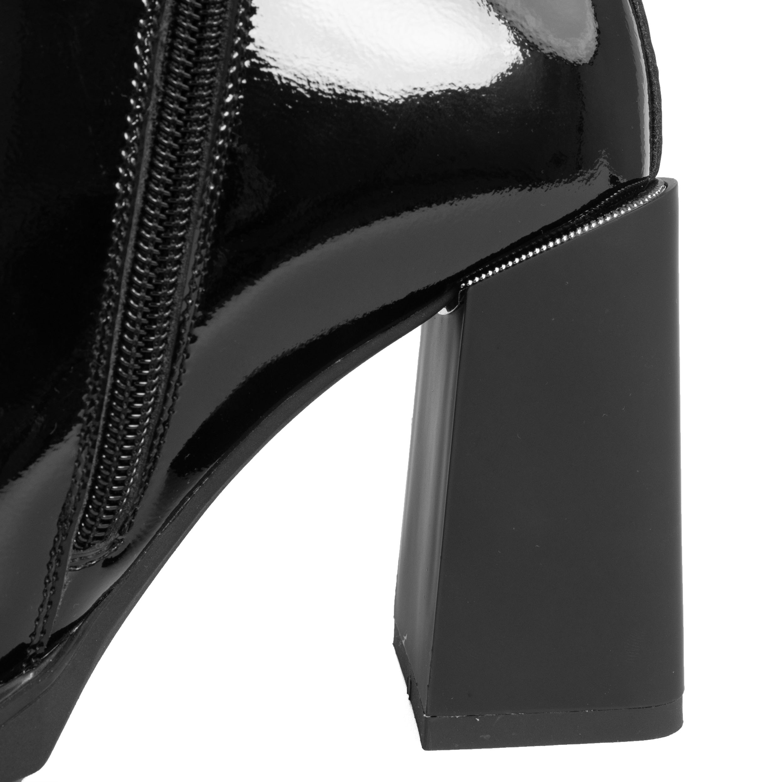 Ankle heeled boots for women with light patent leather