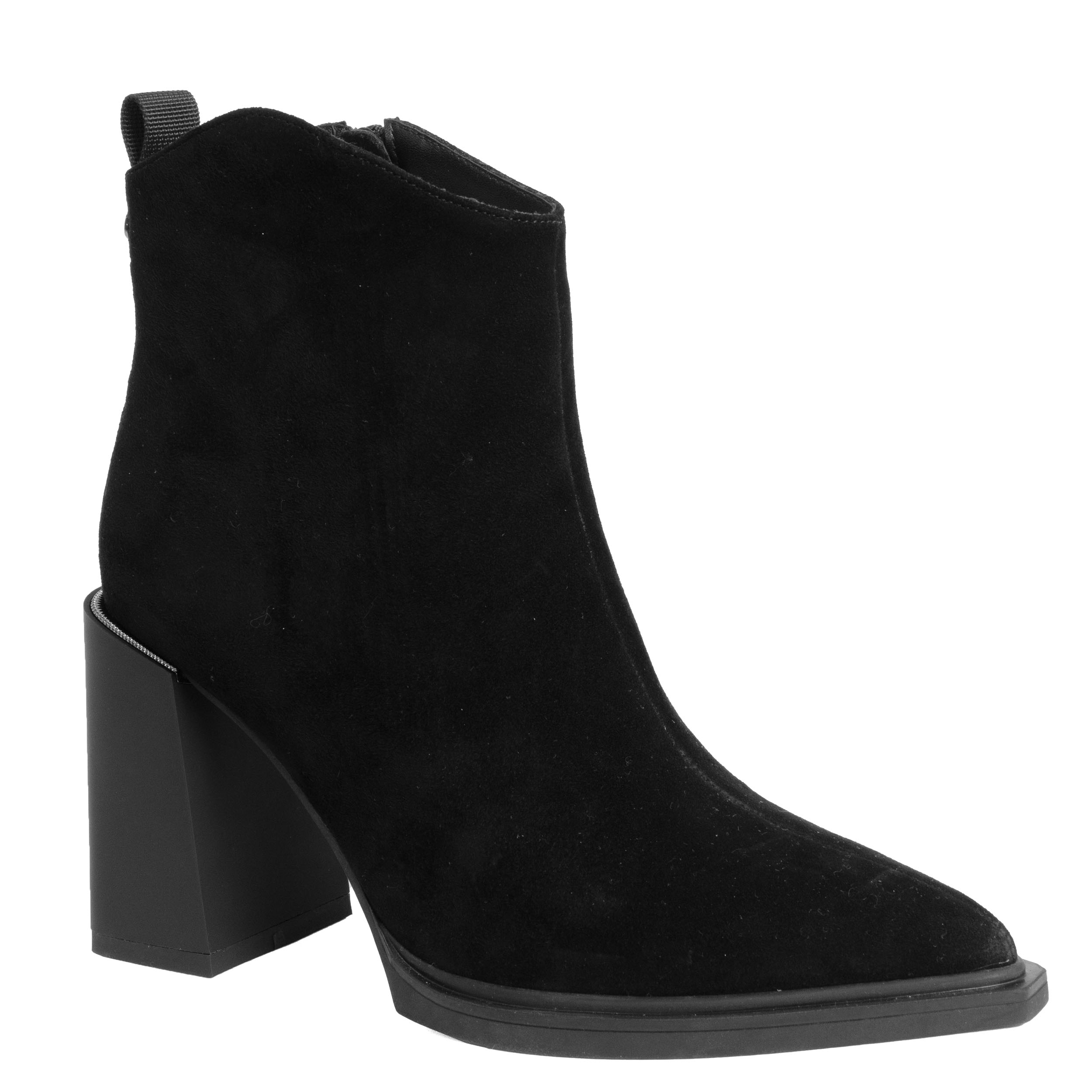 Heeled boots for women with black microfiber