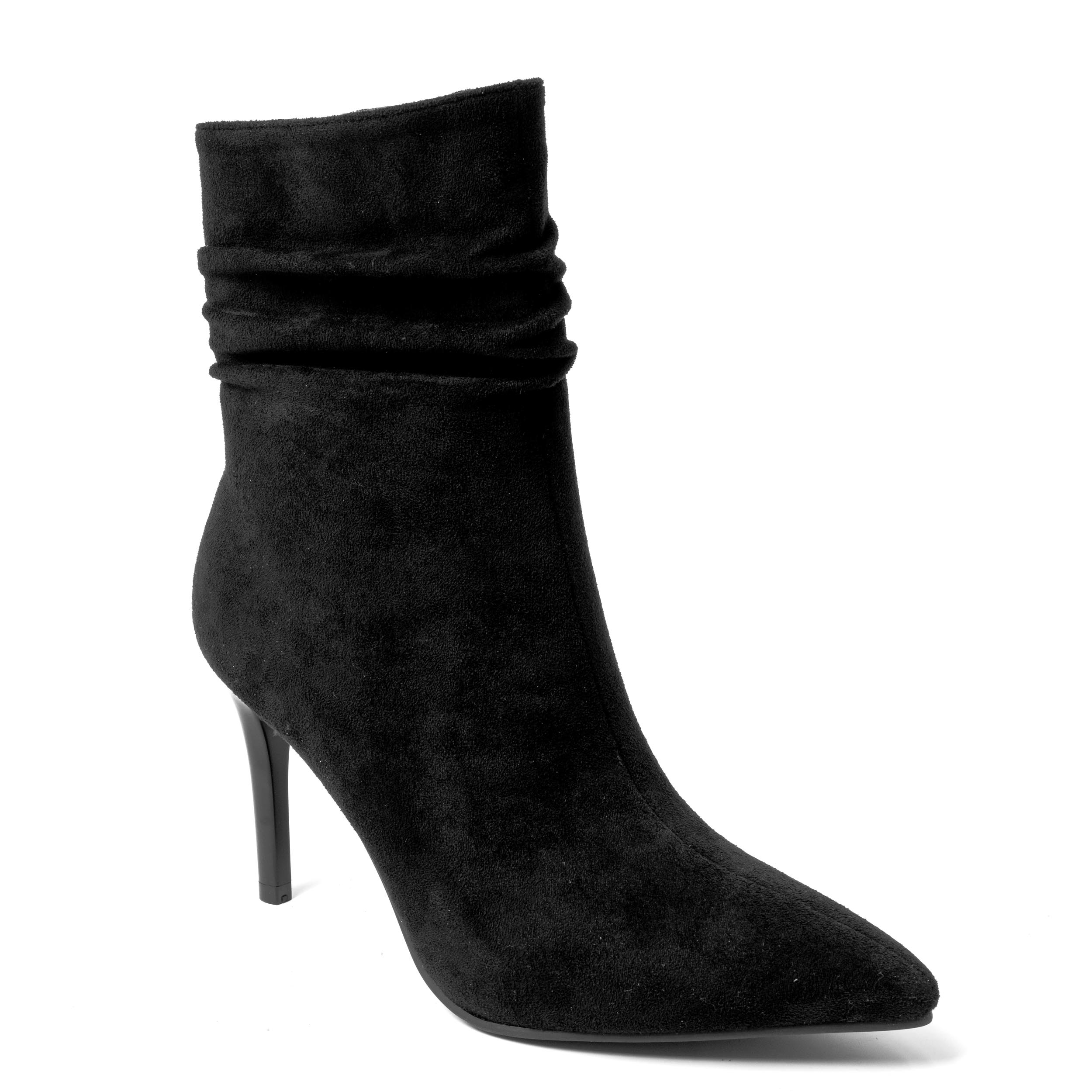 Heeled boots for women with black microfiber