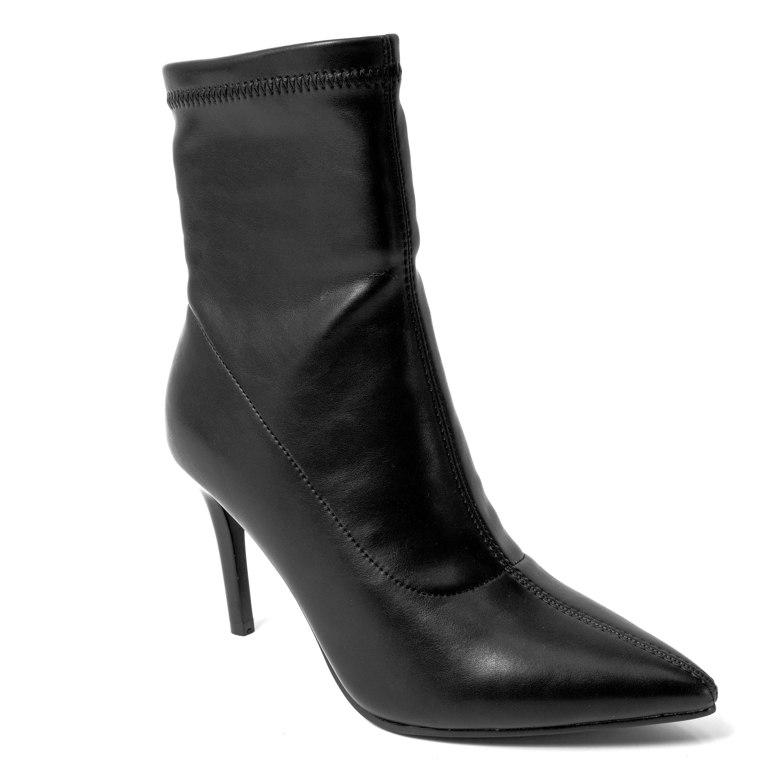 YZY Wholesale Women’s Black Stretch PU Heeled Boots