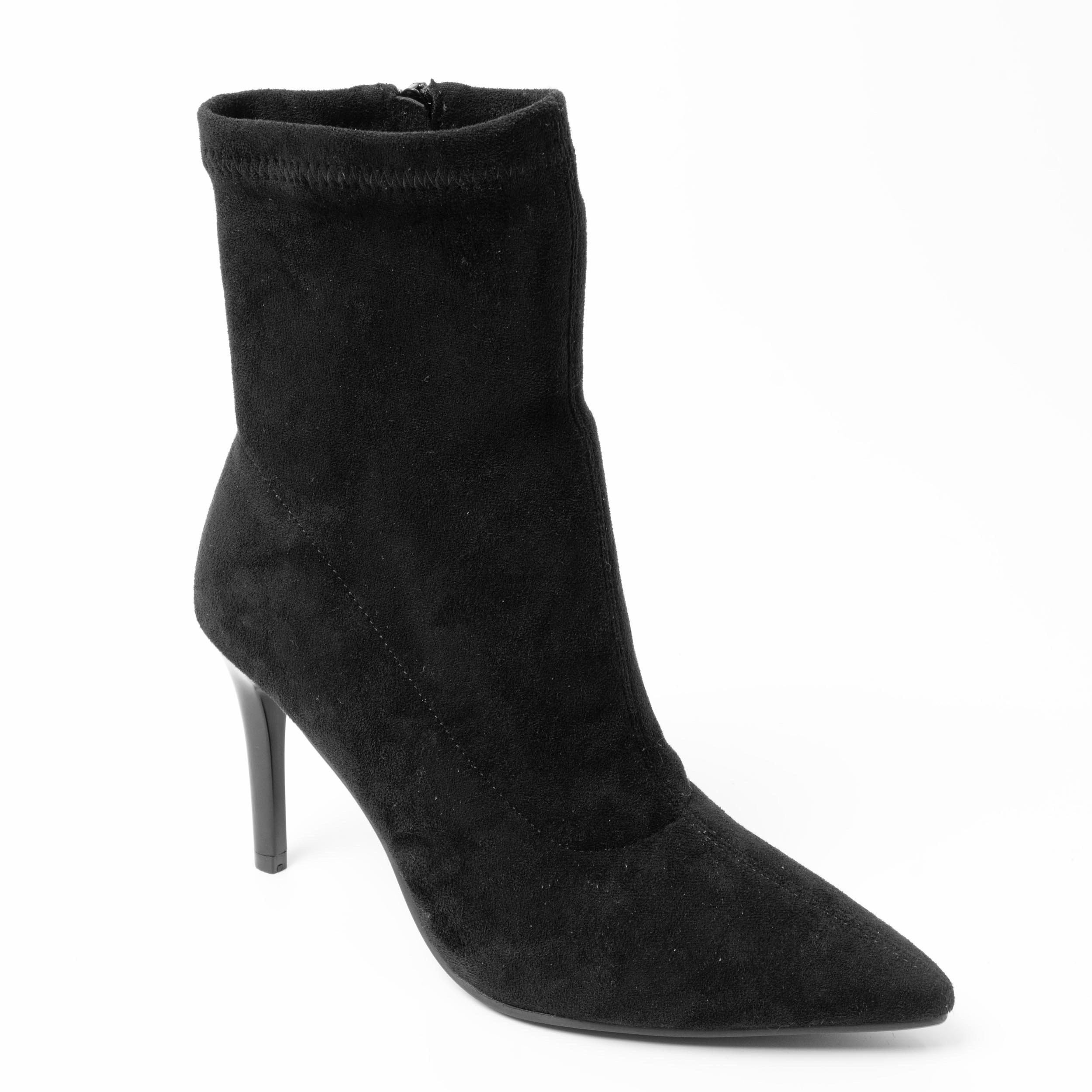 Heeled boots for women with black microfiber