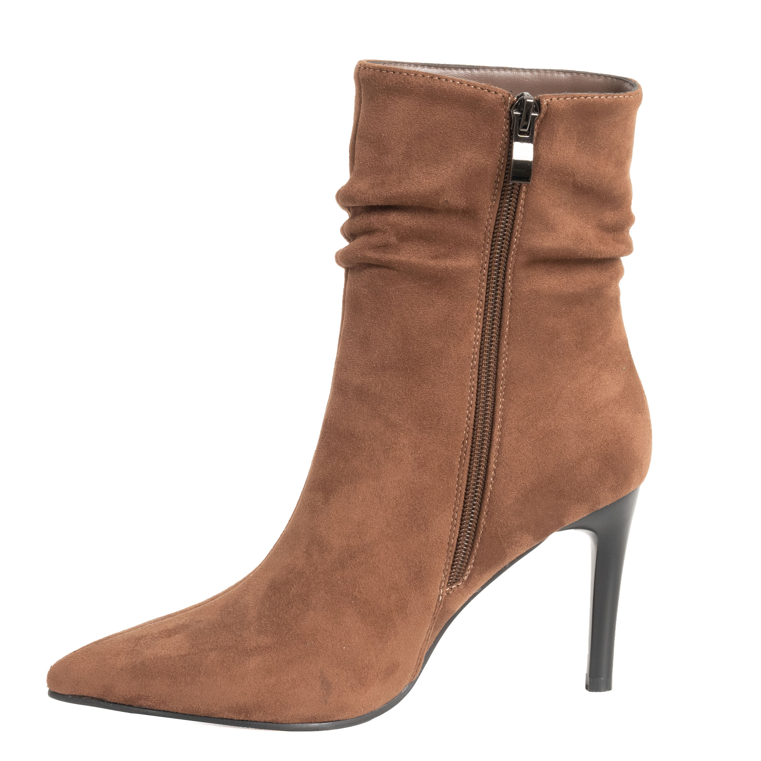 YZY Wholesale New style Women brown Microfiber thin Heeled Boots