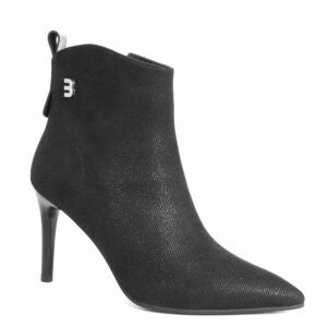 heeled boots for women with black PU