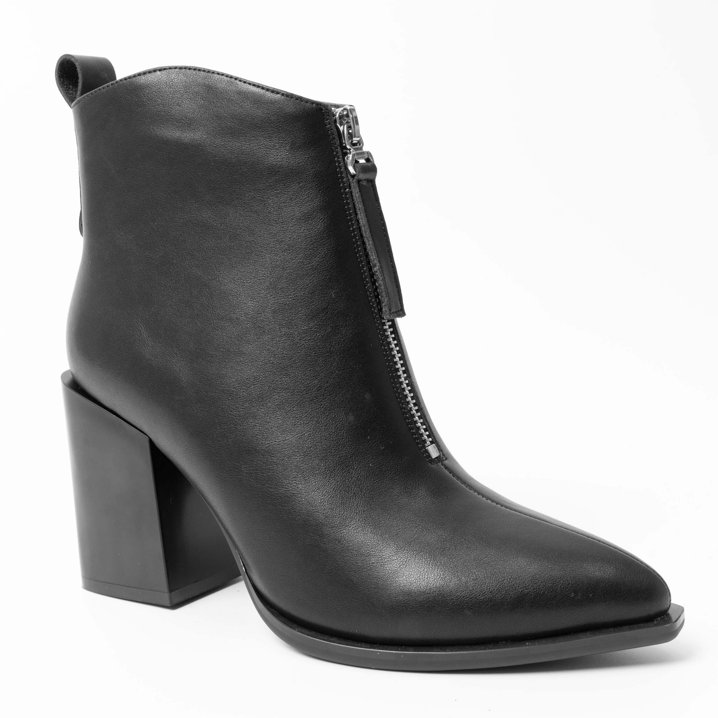 YZY Wholesale Heeled Ankle Boots for women with Black PU leather