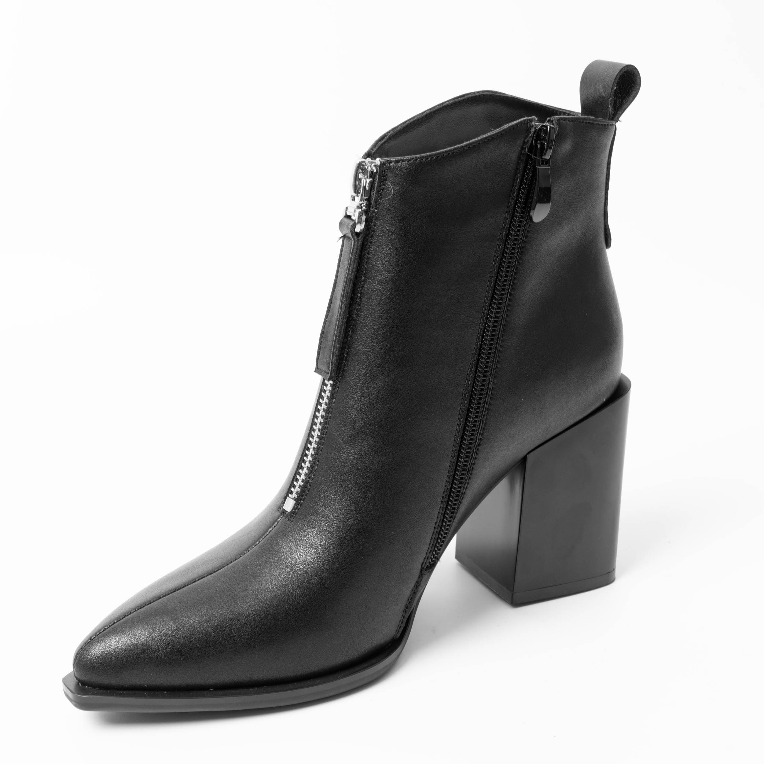 YZY Wholesale Heeled Ankle Boots for women with Black PU leather