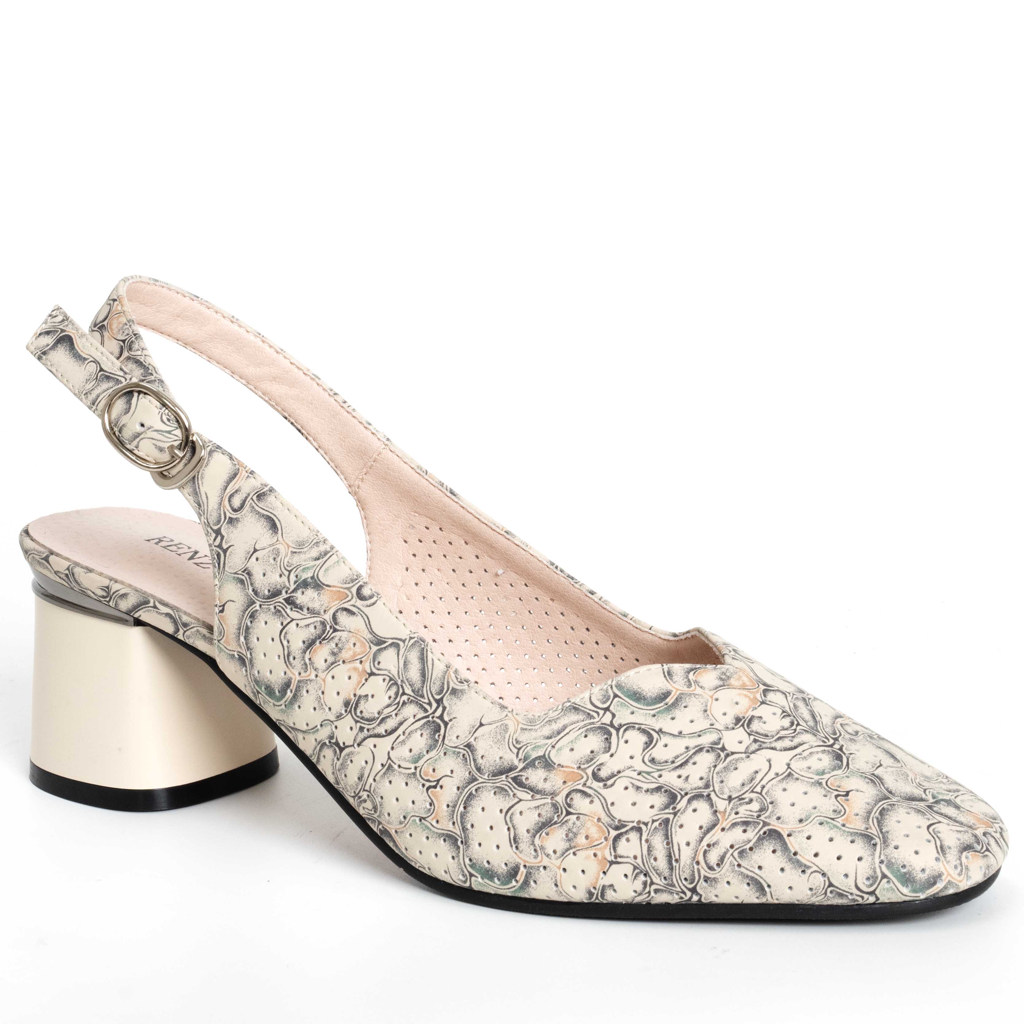 YZY Wholesale Women high heel pumps with Beige flower microfiber leather