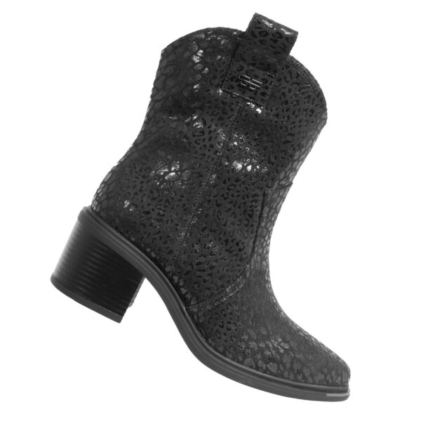 women casual boots with black leopard microfiber leather