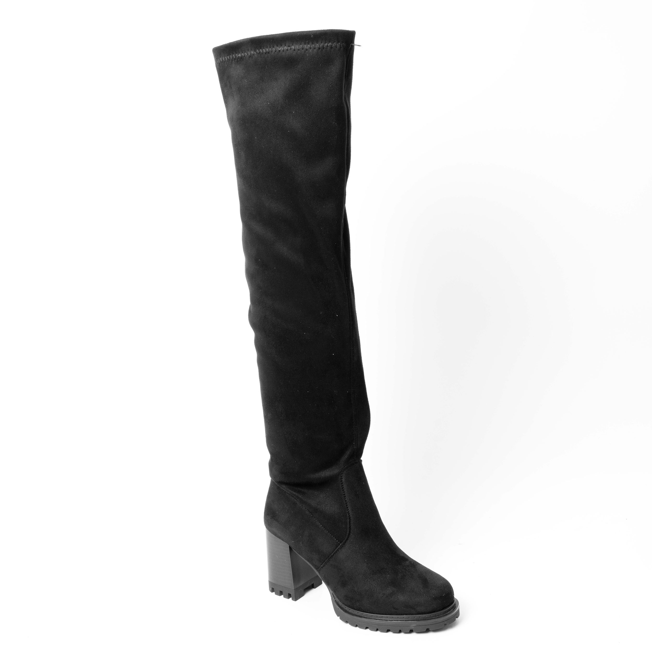 over the knee boots for women with black microfiber