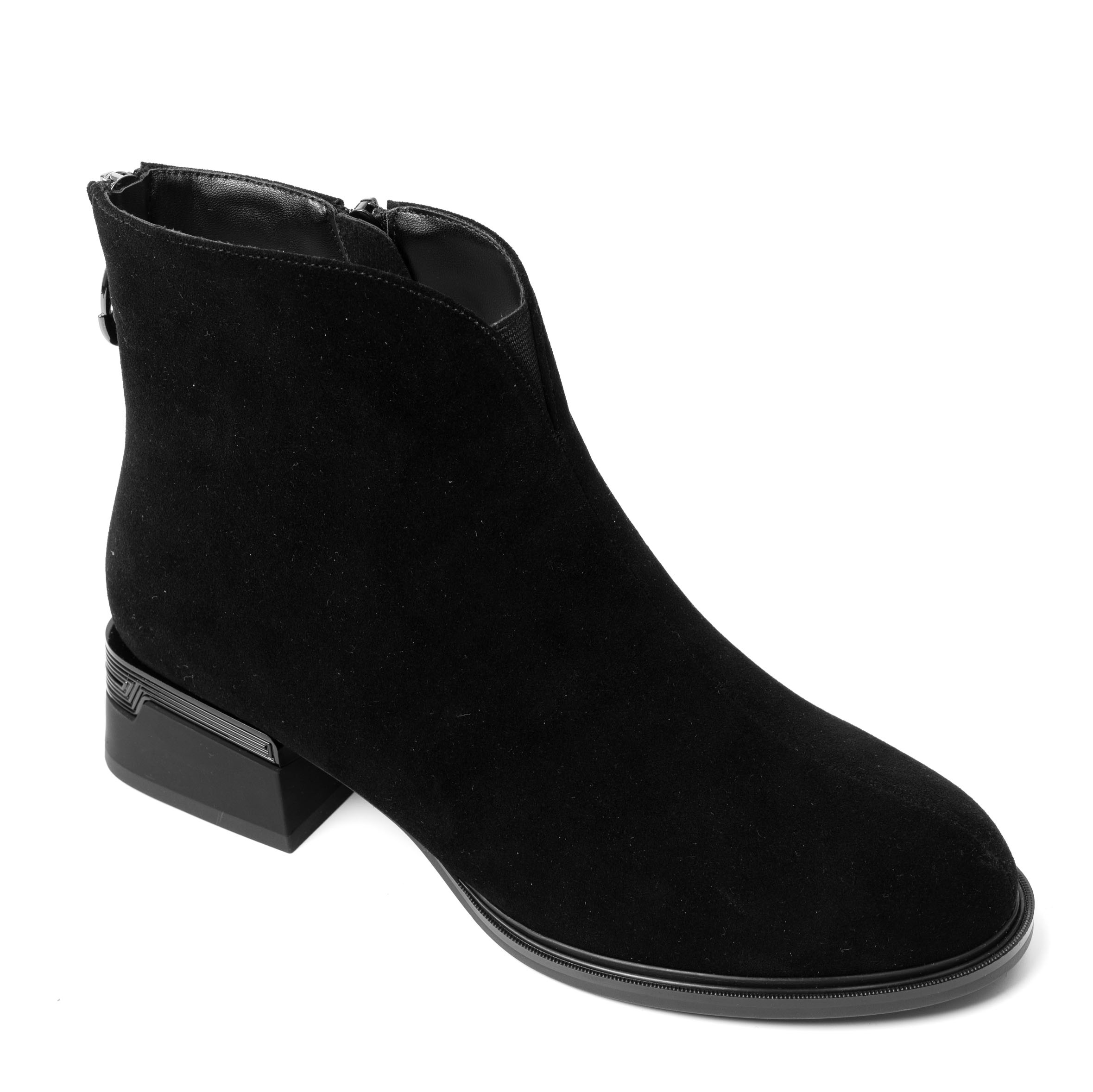 YZY Wholesale Women’s Black Microfiber Heeled Boots