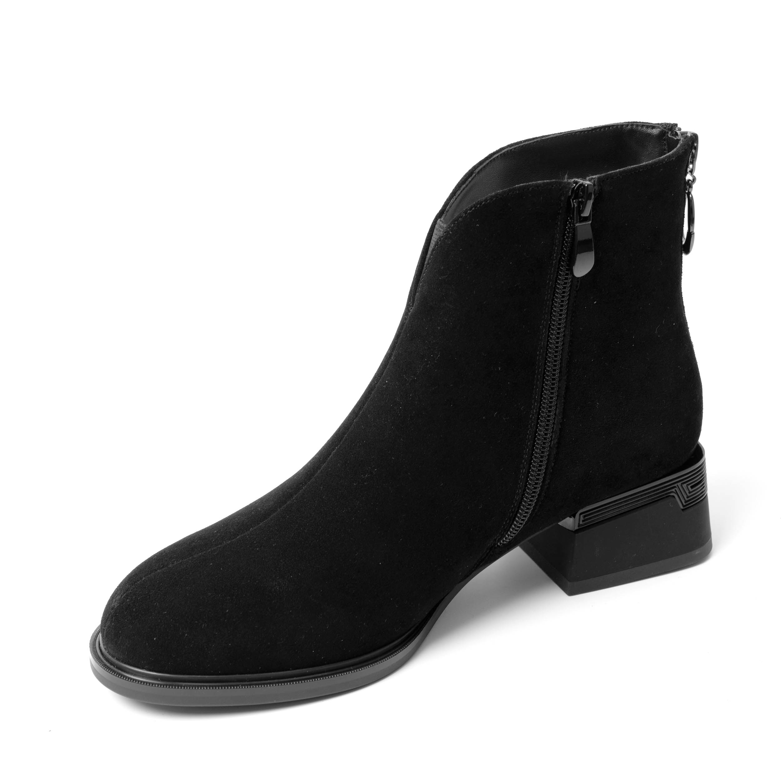 YZY Wholesale Women’s Black Microfiber Heeled Boots