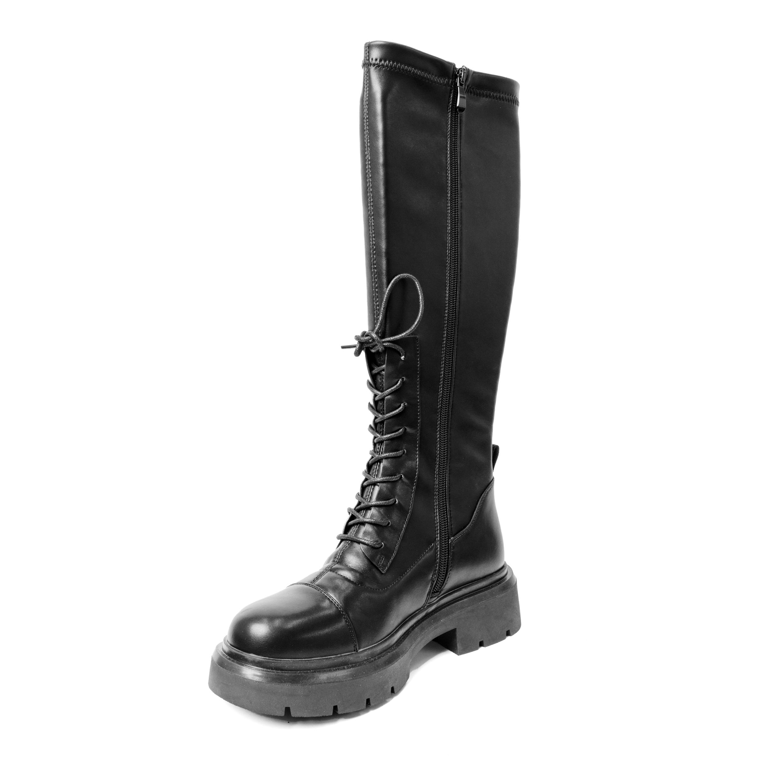 YZY Wholesale women Black platform knee high boots with Stretch PU