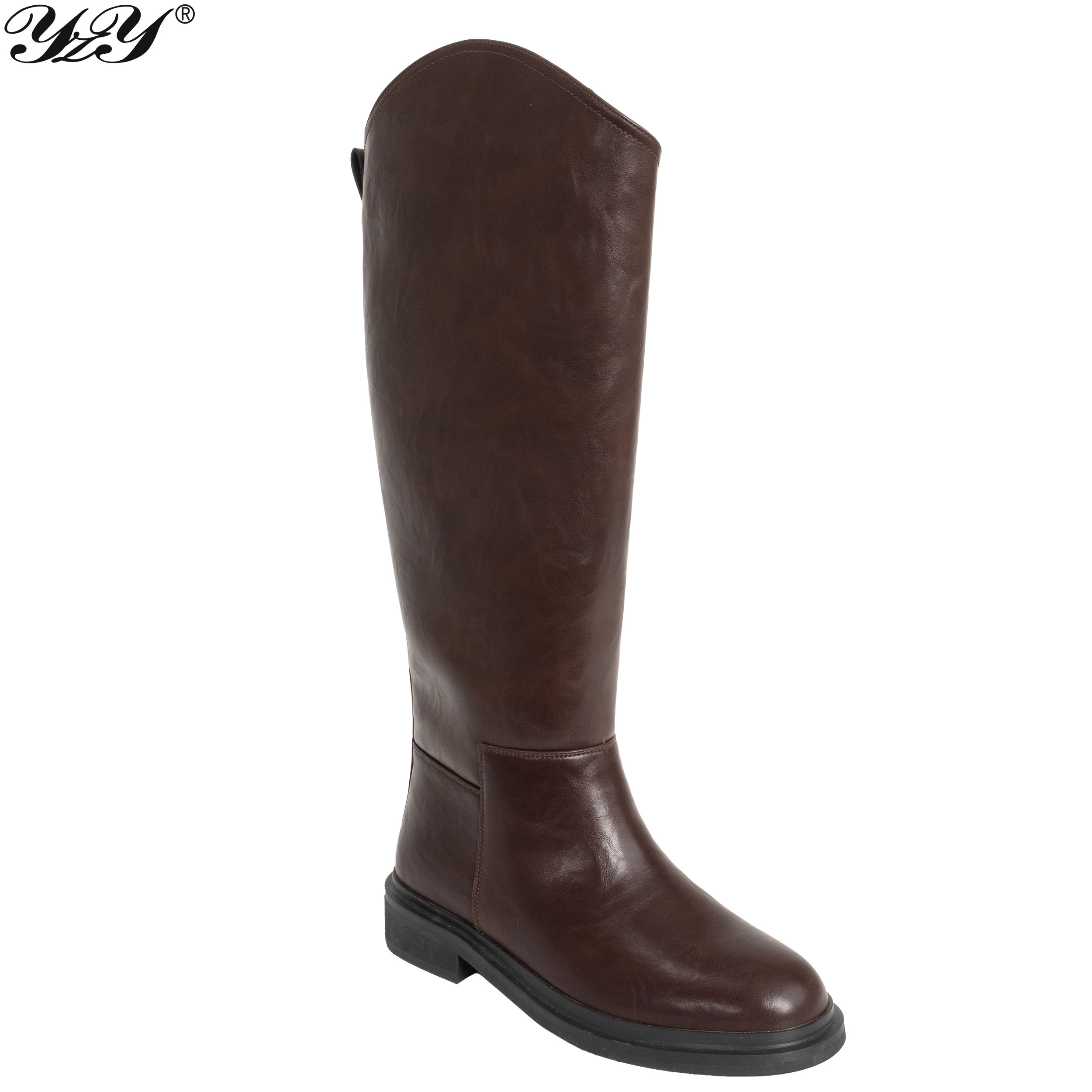 YZY Wholesale Women burgundy Knee High Boots with PU leather