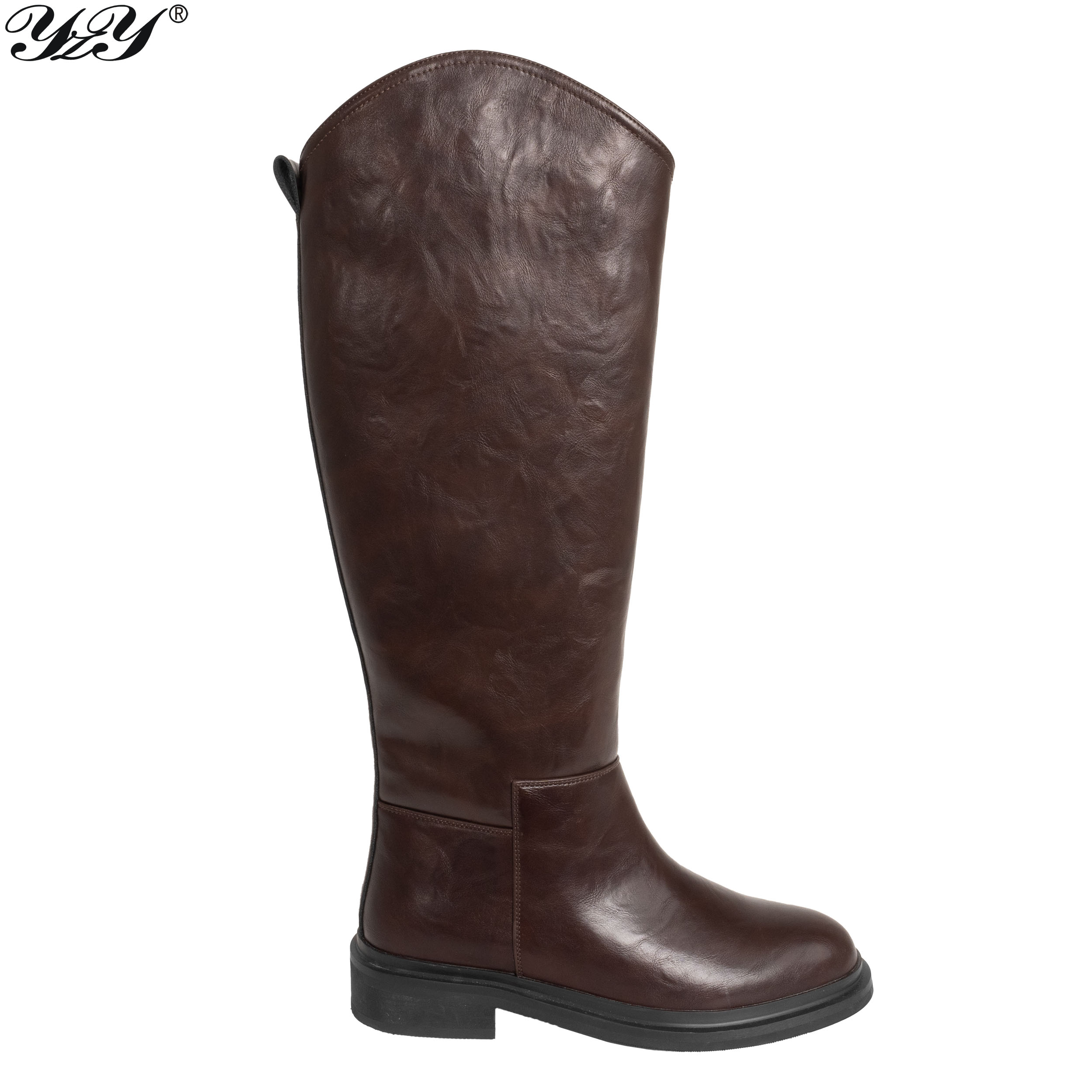 YZY Wholesale Women burgundy Knee High Boots with PU leather