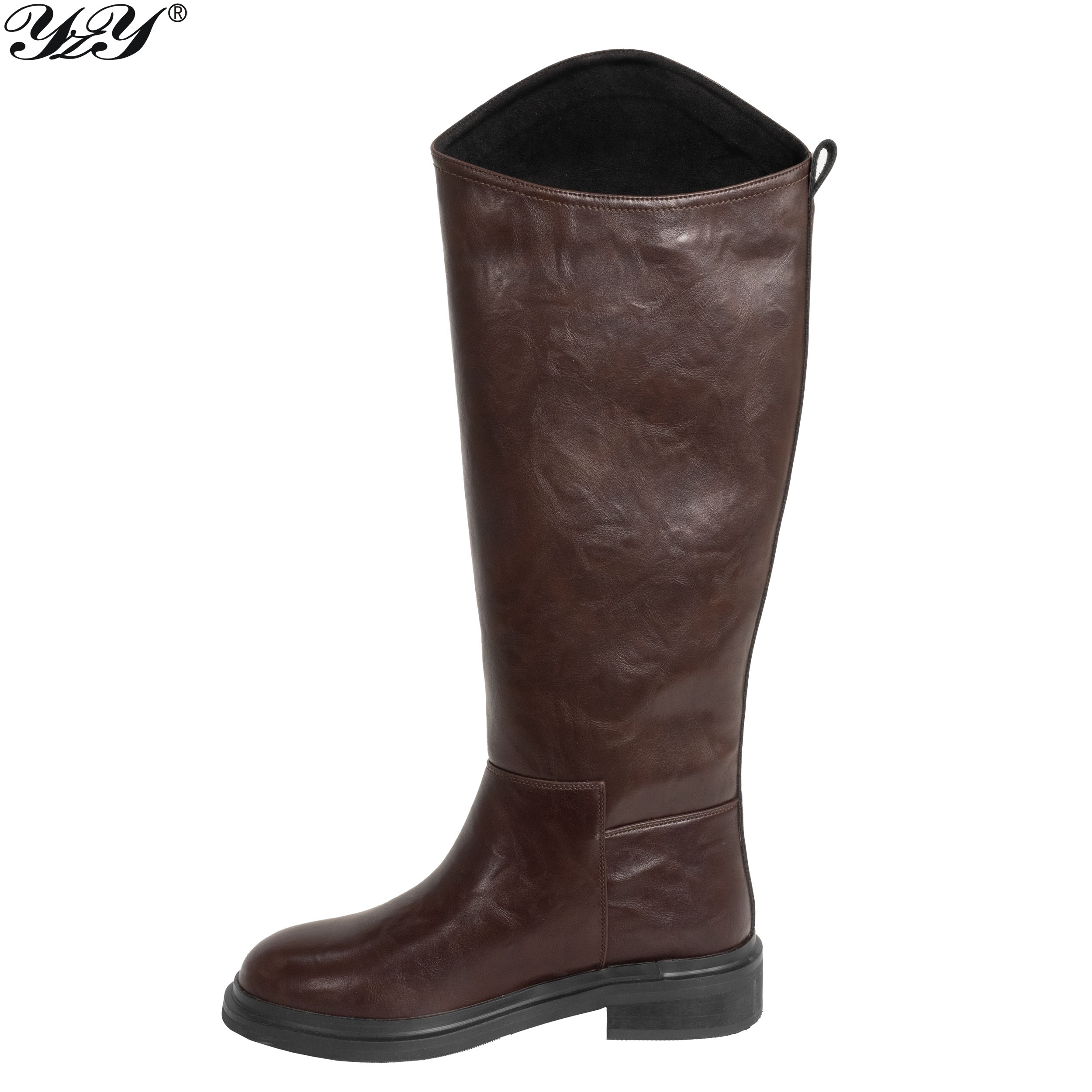 YZY Wholesale Women burgundy Knee High Boots with PU leather